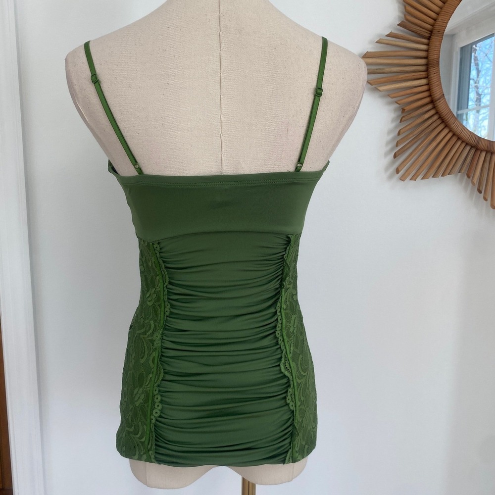 Vintage Y2K XOXO Green Lace Satin Bustier Cami Tank Top M McBling Indie Sleeze - Picture 5 of 13